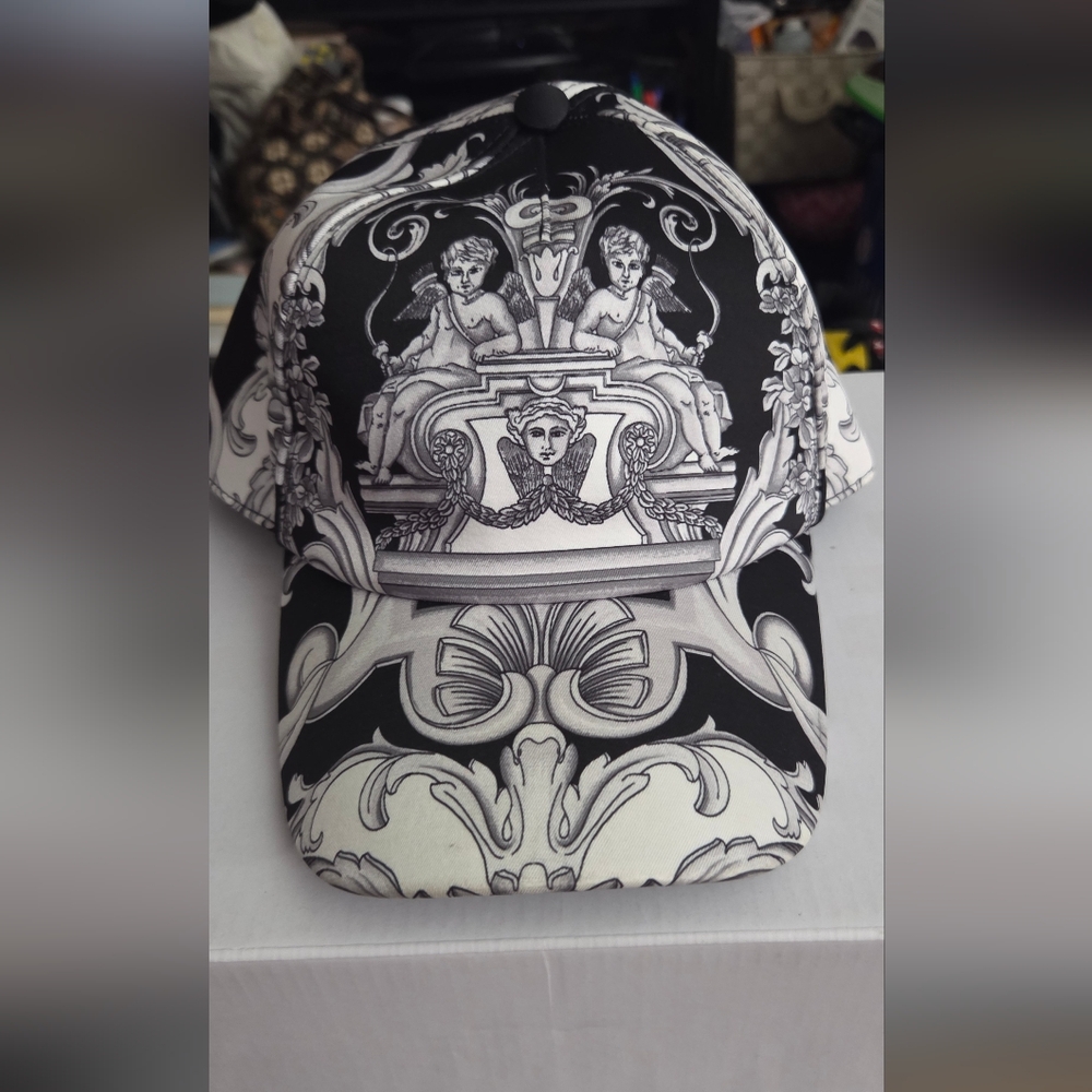 Versace Tribute Silver Baroque Barocco Adjustable Baseball Cap  58